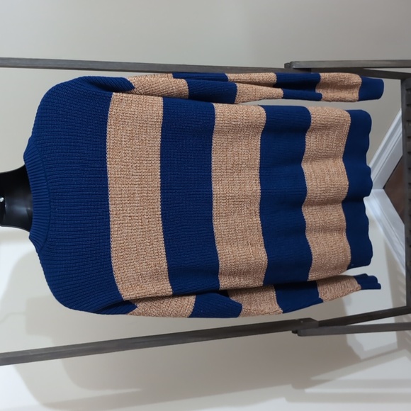 Jack and Jones| Blue and Rustic Orange Striped Crew Neck Long Sleeved Sweater - Picture 4 of 14